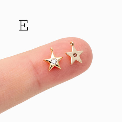 10pcs Gold/ Silver Tone Zircon Star Charms , Real Gold/ Rhodium plated Brass, Lead Nickel Free (GB-162)