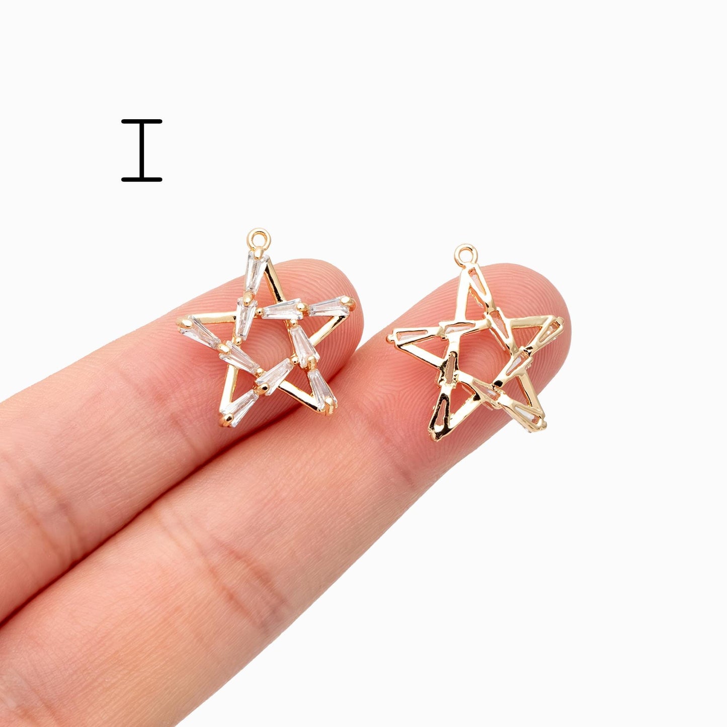 10pcs Gold/ Silver Tone Zircon Star Charms , Real Gold/ Rhodium plated Brass, Lead Nickel Free (GB-162)