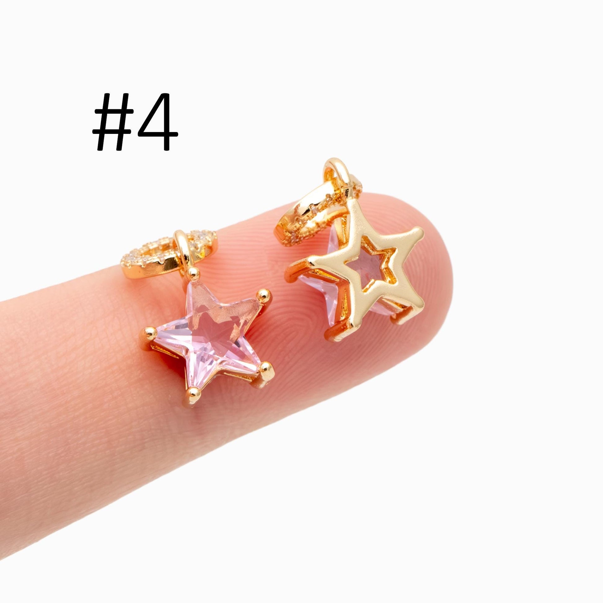 4pcs CZ Pave Gold Geometric Charms, Gold Plated Brass Crystal Charms, Diy Jewelry Making Supplies (GB-3850)
