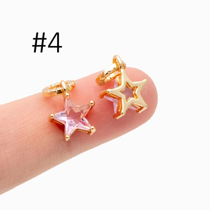 4pcs CZ Pave Gold Geometric Charms, Gold Plated Brass Crystal Charms, Diy Jewelry Making Supplies (GB-3850)