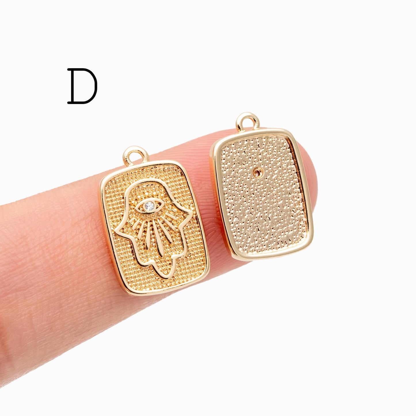 4pcs CZ Pave Gold Hamsa Hand Charm, Evil Eye Earring Charm, Jewelry Making, Diy Material, Jewelry Supplies (GB-3923)