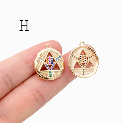 4pcs CZ Pave Gold Hamsa Hand Charm, Evil Eye Earring Charm, Jewelry Making, Diy Material, Jewelry Supplies (GB-3923)