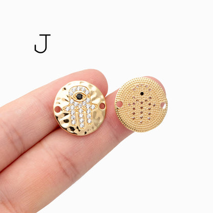 4pcs CZ Pave Gold Hamsa Hand Charm, Evil Eye Earring Charm, Jewelry Making, Diy Material, Jewelry Supplies (GB-3923)