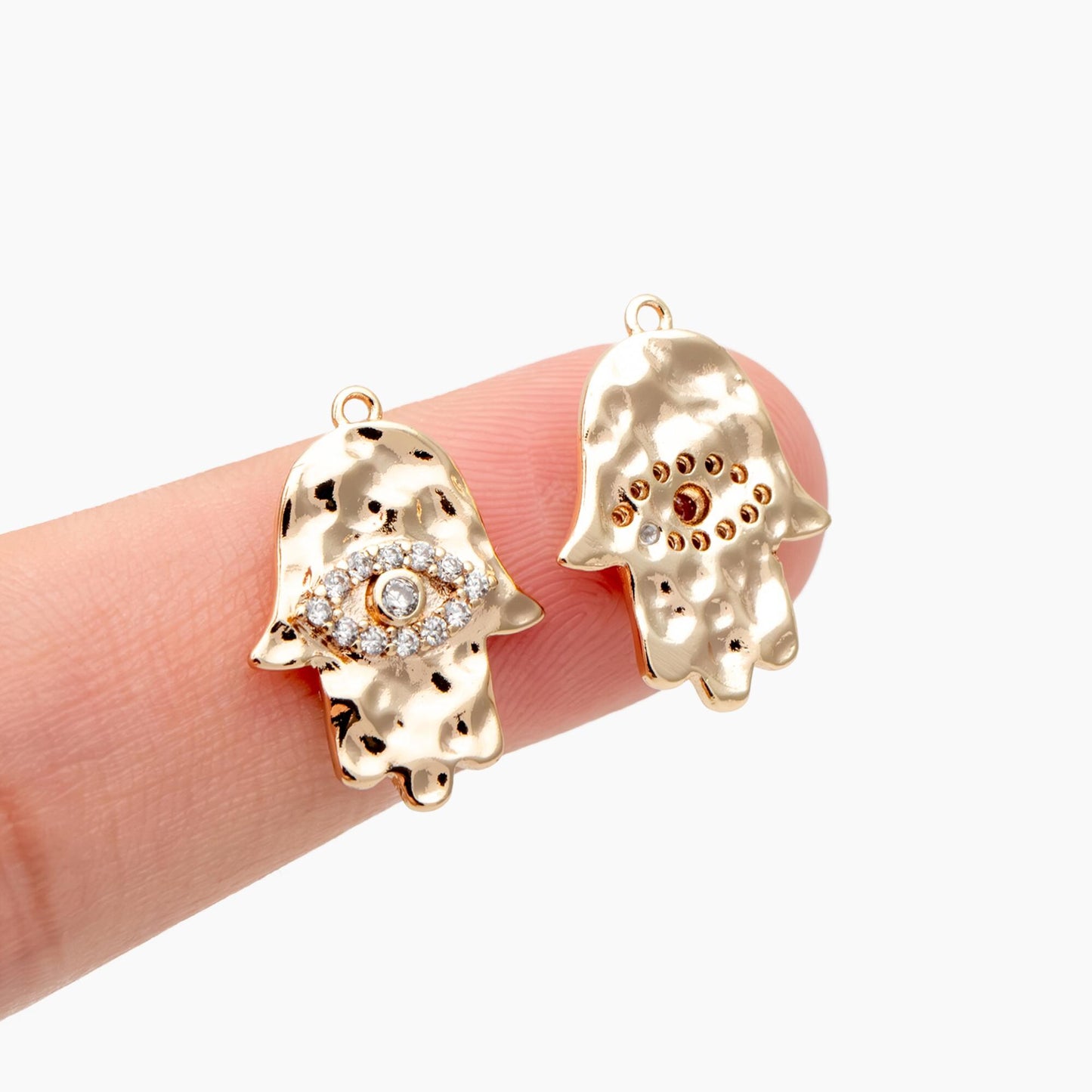 4pcs Hamsa Hand Charm, Hand of Fatima/Miriam Charm, Earring Findings, Jewelry Making, Diy Material, Jewelry Supplies (GB-3923-E)