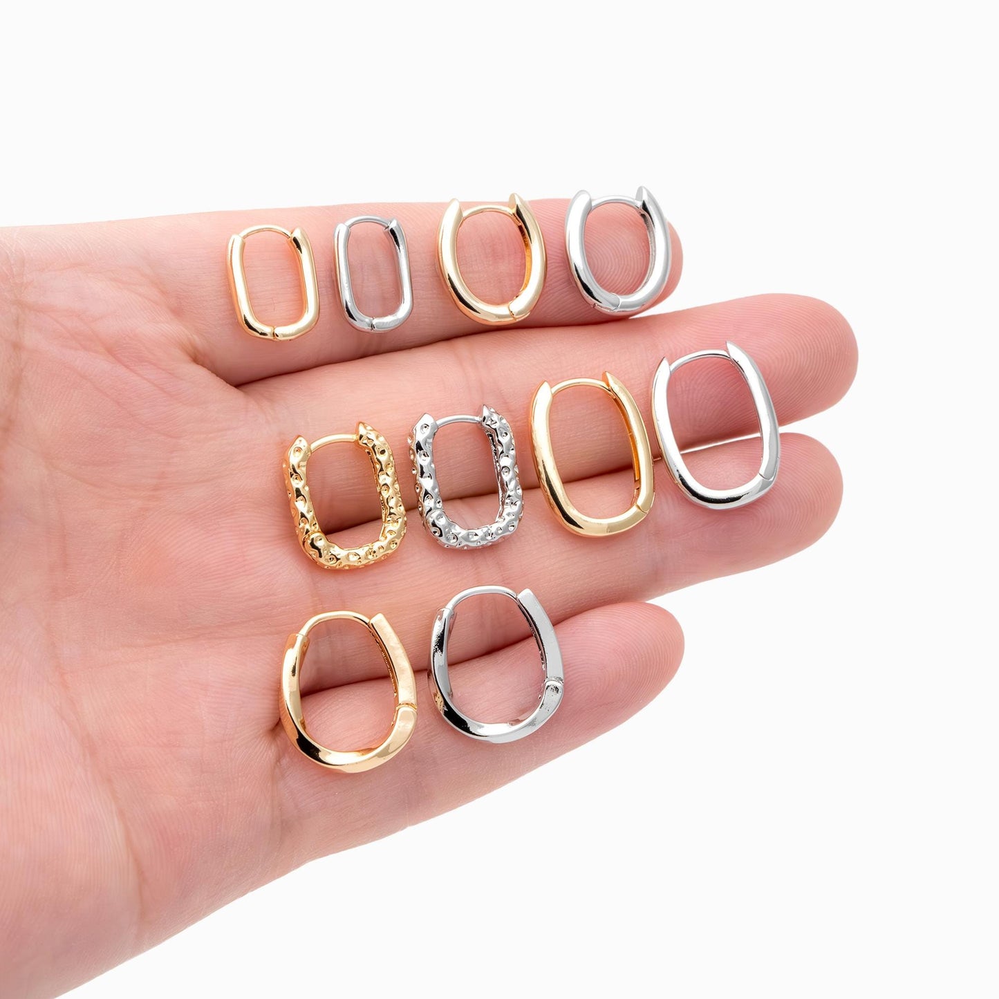 10pcs Gold/ Silver tone Oval Leverback Ear Hooks 14x10mm, Gold/ Rhodium plated on Brass, Earring Hoop Components (GB-1656)