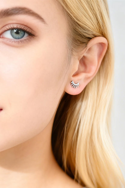 10pcs Gold/ Silver Eyelash Stud Earrings 5X10mm, Gold/ Rhodium Plated Brass Minimalist Lash Earrings (GB-3867)