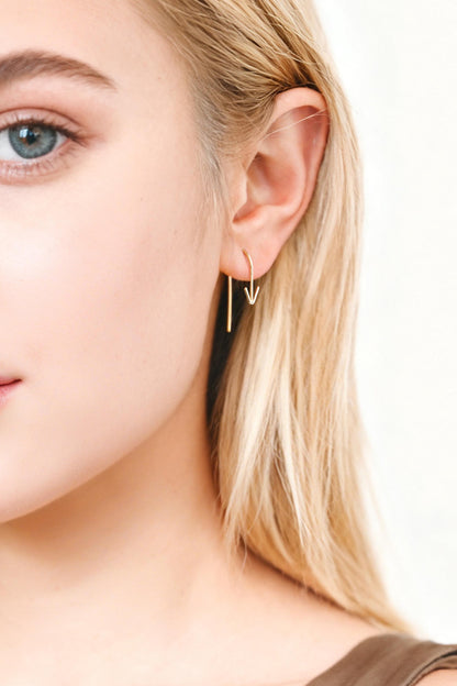10pcs Gold Arrow Earring Hooks, 18K Gold Plated Brass, Simple Earwire Earrings (GB-4605)