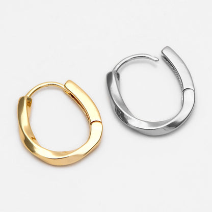 10pcs Gold/ Silver Twist Oval Earrings, Oval huggie earrings (GB-1656-E)