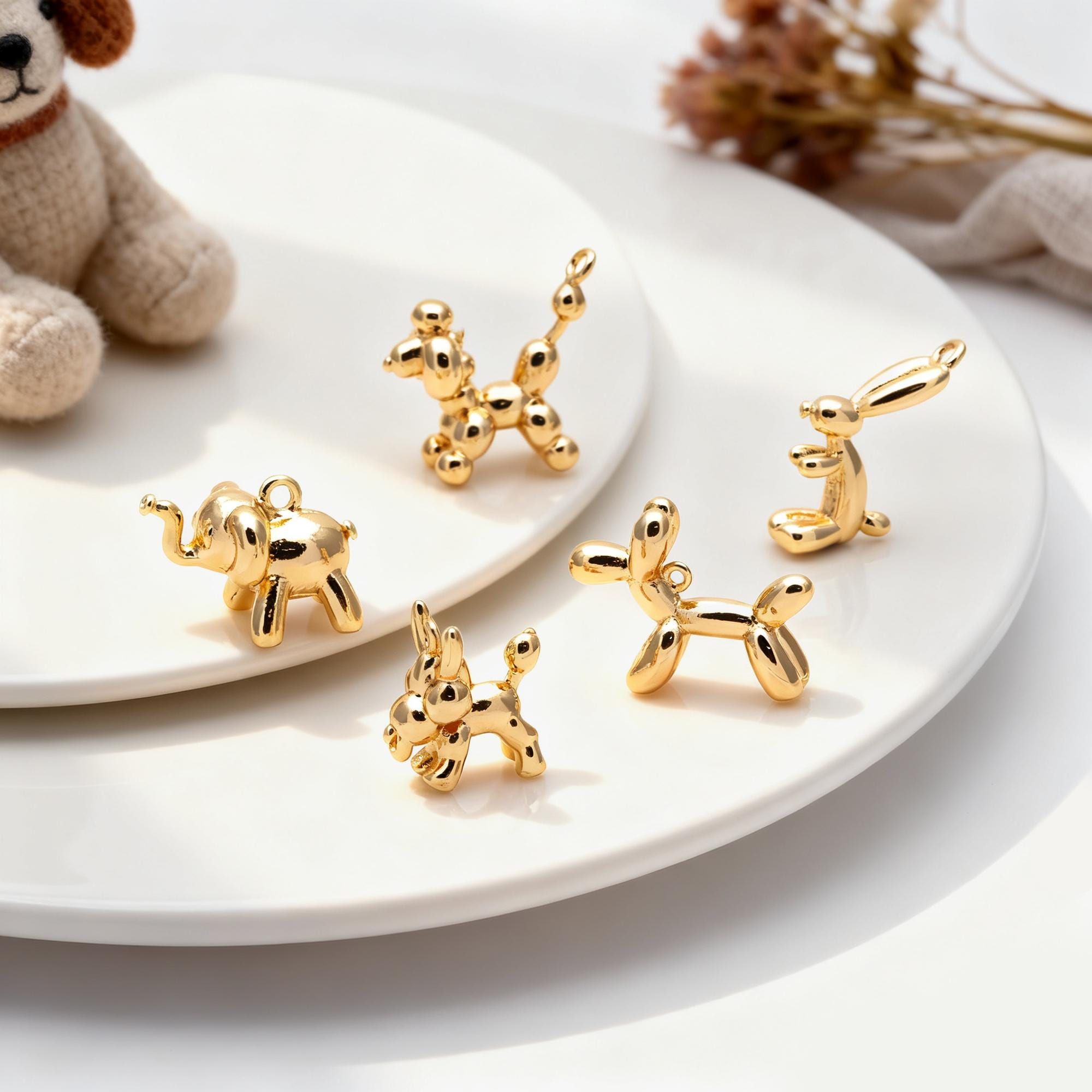 10pcs Gold Balloon Animal Charm, Jewelry Making, Diy Material, Jewelry Supplies (GB-2034)