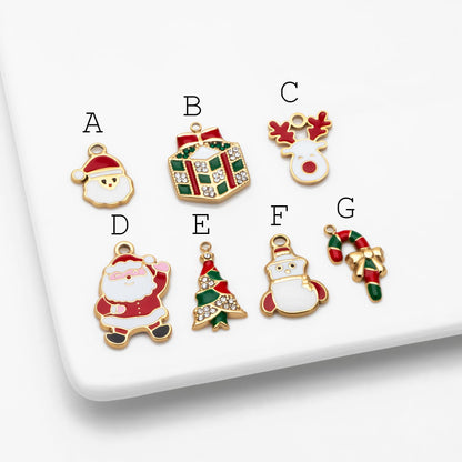 4pcs Enamel Christmas Charms, PVD Gold Stainless Steel, Jewelry Making Supply (GB-4700)