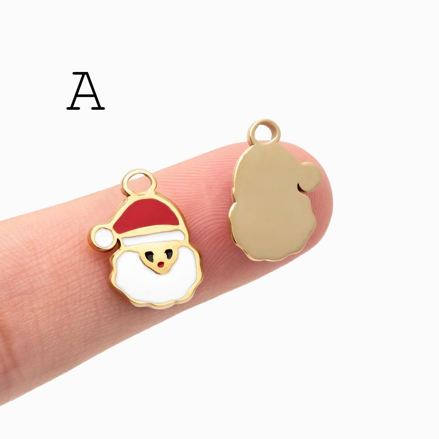 4pcs Enamel Christmas Charms, PVD Gold Stainless Steel, Jewelry Making Supply (GB-4700)