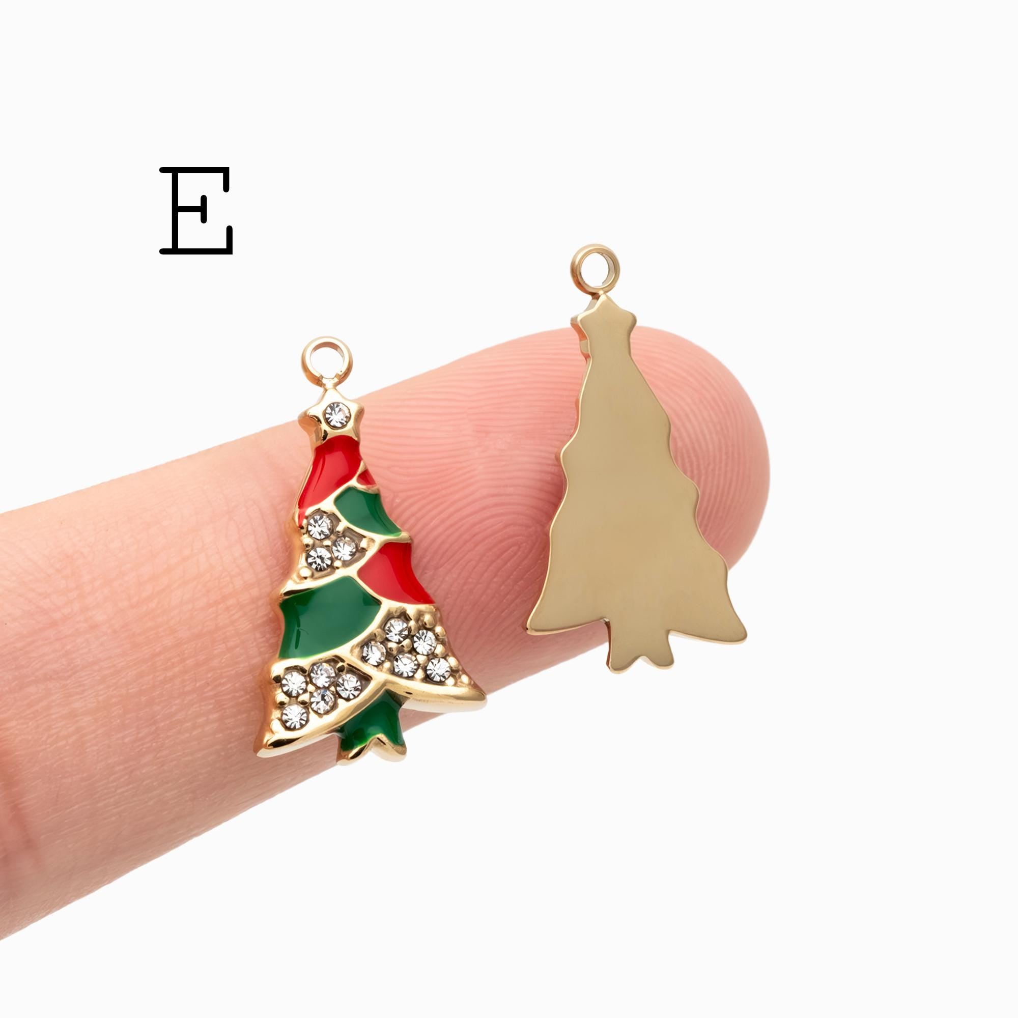 4pcs Enamel Christmas Charms, PVD Gold Stainless Steel, Jewelry Making Supply (GB-4700)