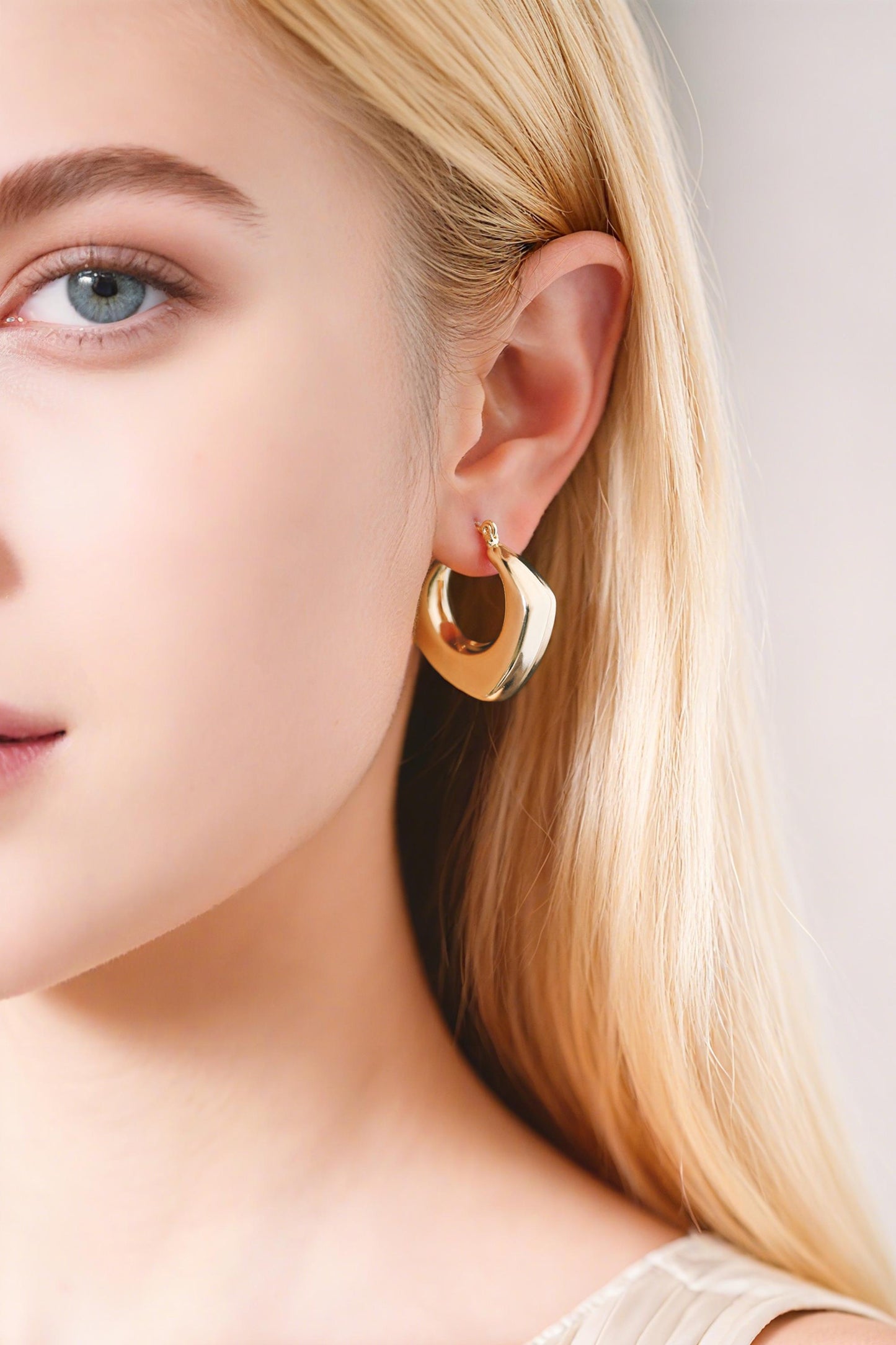 4pcs Gold/ Silver Tone Rhombus Hoop Earrings, 18K Gold/ Rhodium plated Brass, Huggie Earrings, Minimalist Earrings (GB-4596)