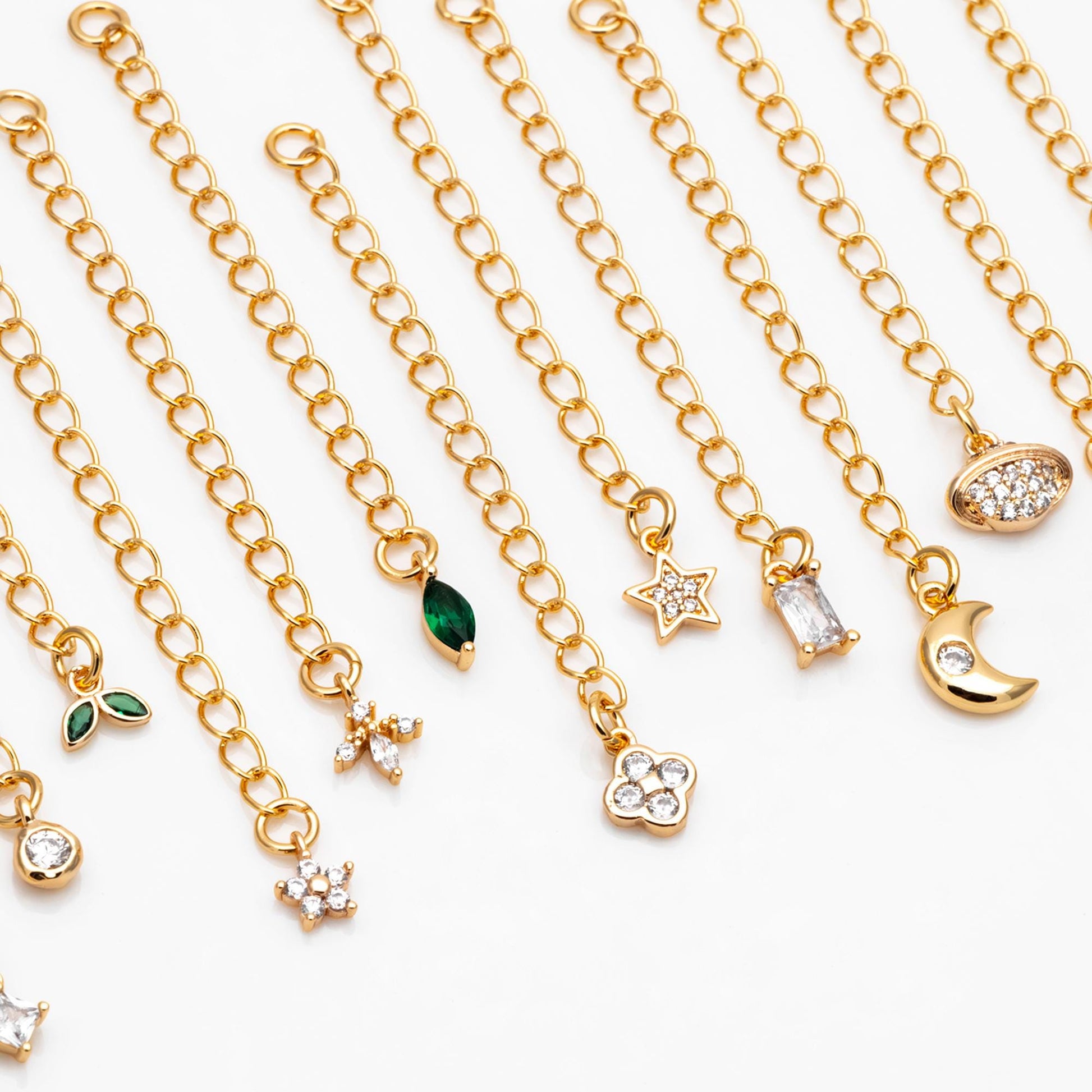 4pcs Gold/ Silver Tone Lobster Claw Clasps with Extender Chain , Gold/ Rhodium plated Brass, Necklace Bracelet Extension Chain (GB-4711)