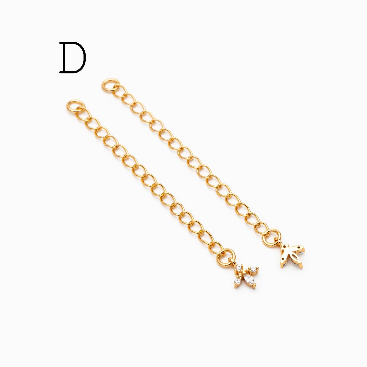 4pcs Gold/ Silver Tone Lobster Claw Clasps with Extender Chain , Gold/ Rhodium plated Brass, Necklace Bracelet Extension Chain (GB-4711)