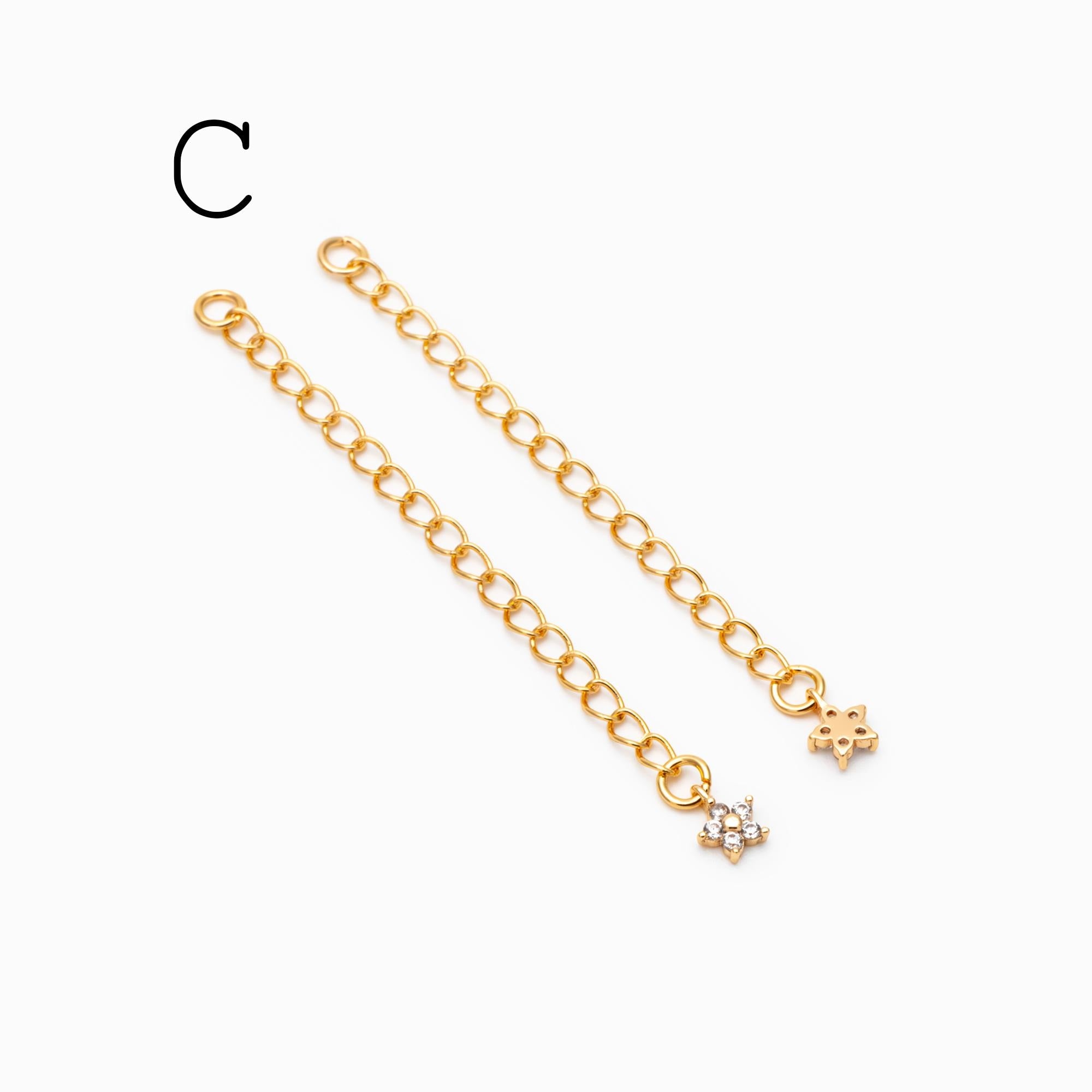 4pcs Gold/ Silver Tone Lobster Claw Clasps with Extender Chain , Gold/ Rhodium plated Brass, Necklace Bracelet Extension Chain (GB-4711)