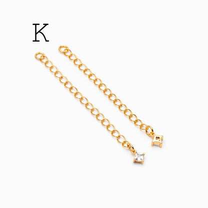 4pcs Gold/ Silver Tone Lobster Claw Clasps with Extender Chain , Gold/ Rhodium plated Brass, Necklace Bracelet Extension Chain (GB-4711)