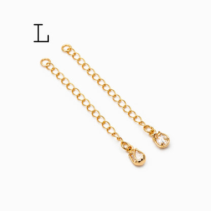 4pcs Gold/ Silver Tone Lobster Claw Clasps with Extender Chain , Gold/ Rhodium plated Brass, Necklace Bracelet Extension Chain (GB-4711)