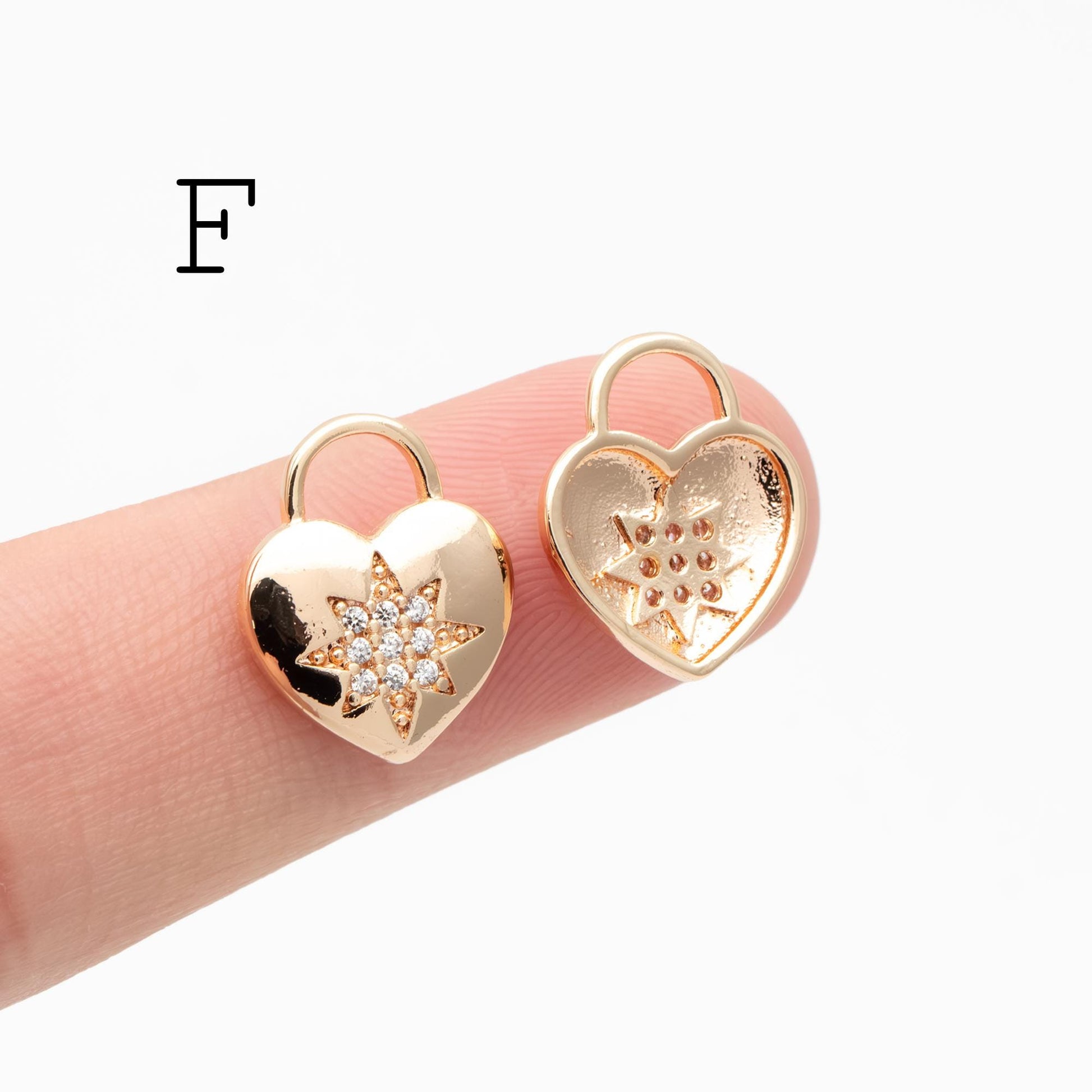 4pcs Gold/ Silver North Star Charms , Gold/ Rhodium plated Brass, CZ Pave Star Pendants (GB-1048)