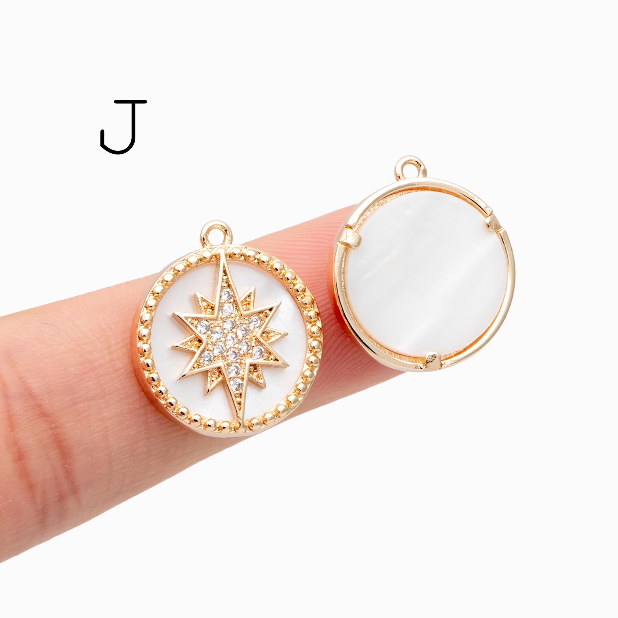 4pcs Gold/ Silver North Star Charms , Gold/ Rhodium plated Brass, CZ Pave Star Pendants (GB-1048)