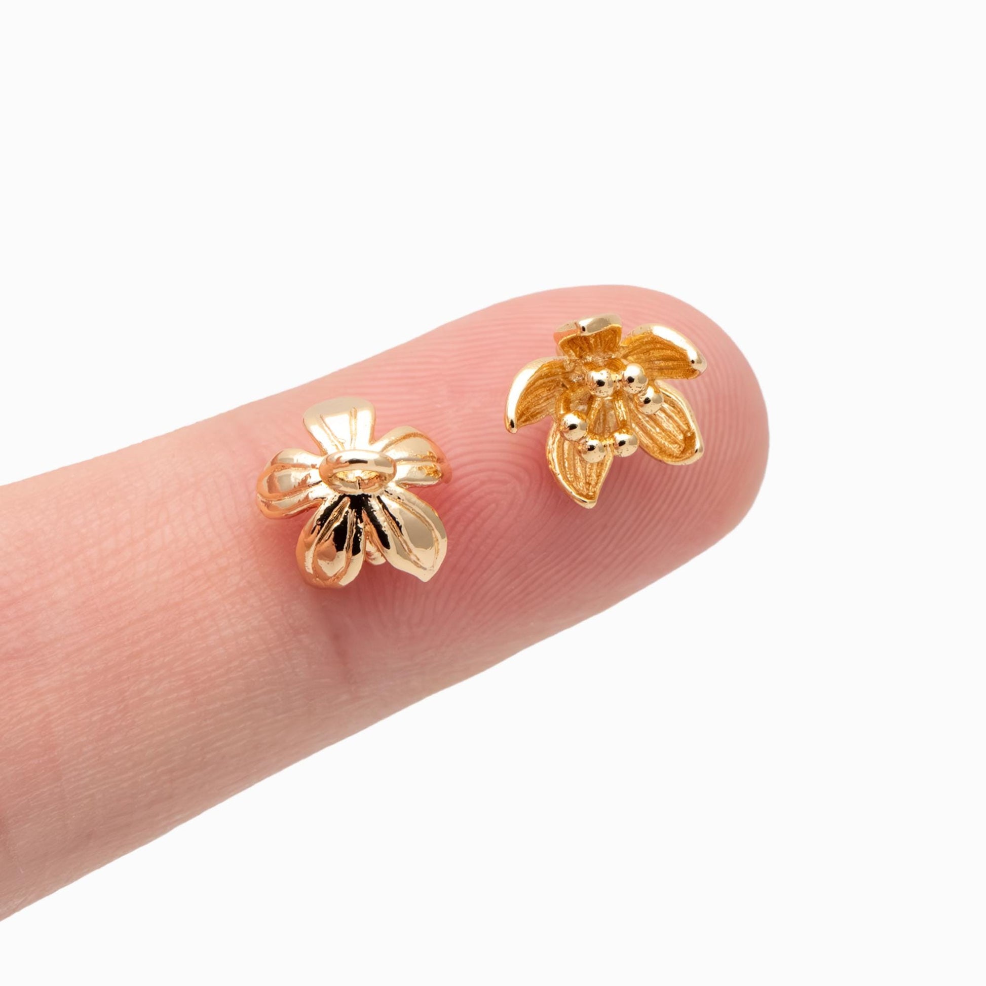10pcs Gold/ Silver Tone Flower Bud Charms , 18K Gold plated Brass, Dainty Earring Charms (GB-1103)