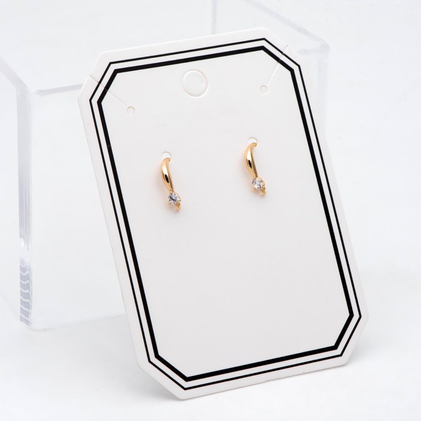 10pcs CZ Pave Gold Earring Hooks, 18K Gold Plated Brass Earwires, Craft Earring Components (GB-2974)