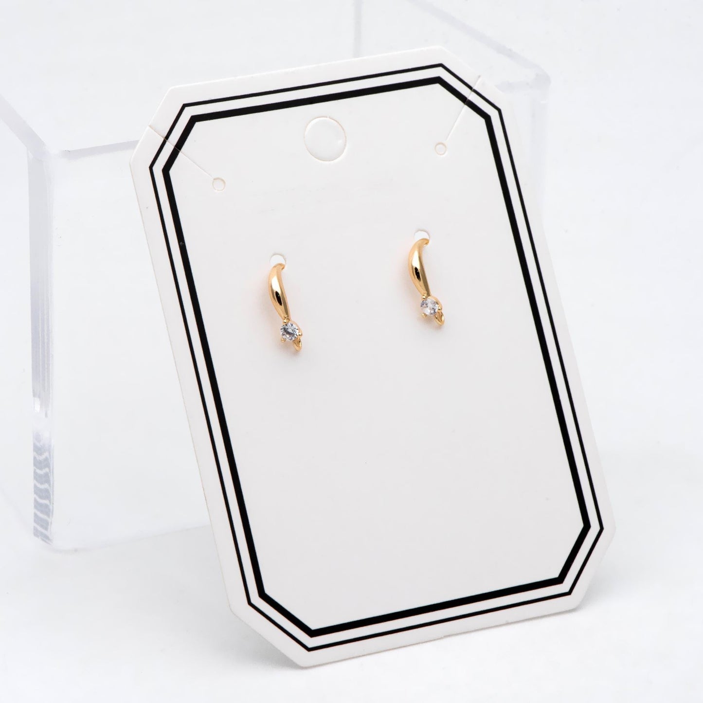 10pcs CZ Pave Gold/ Silver Earring Hooks, 18K Gold/ Rhodium Plated Brass Earwires, Craft Earring Components (GB-2974)