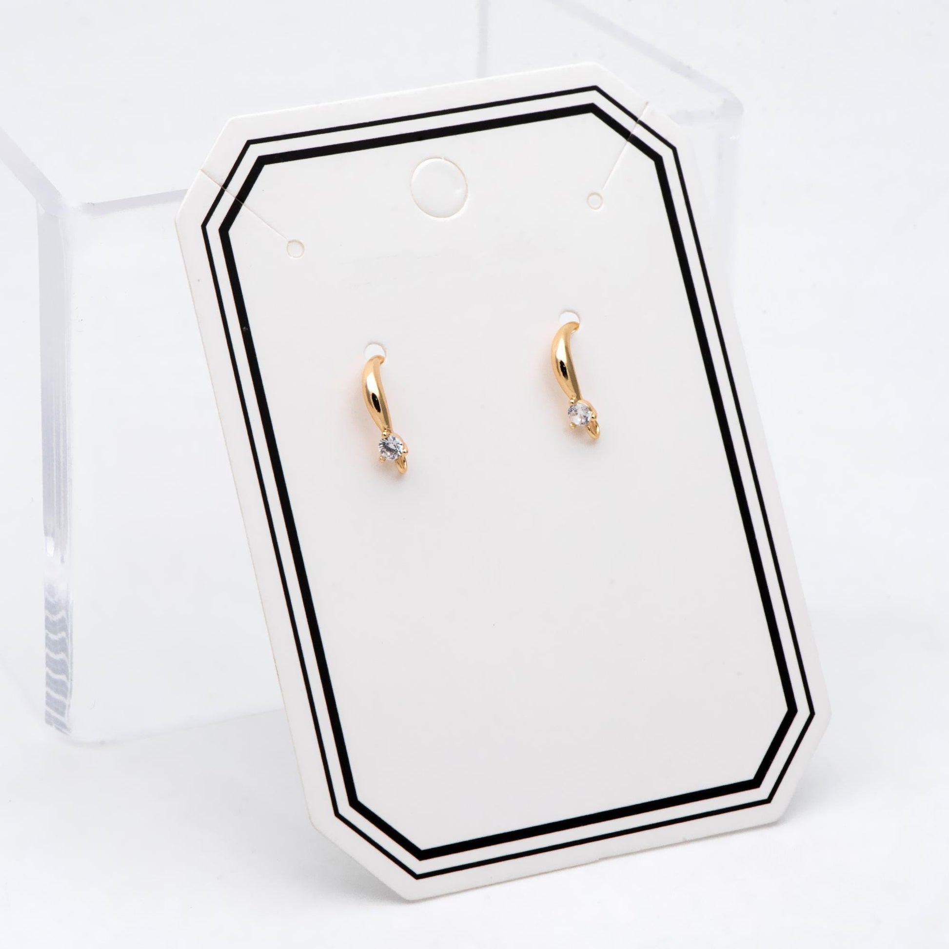 10pcs CZ Pave Gold/ Silver Earring Hooks, 18K Gold/ Rhodium Plated Brass Earwires, Craft Earring Components (GB-2974)