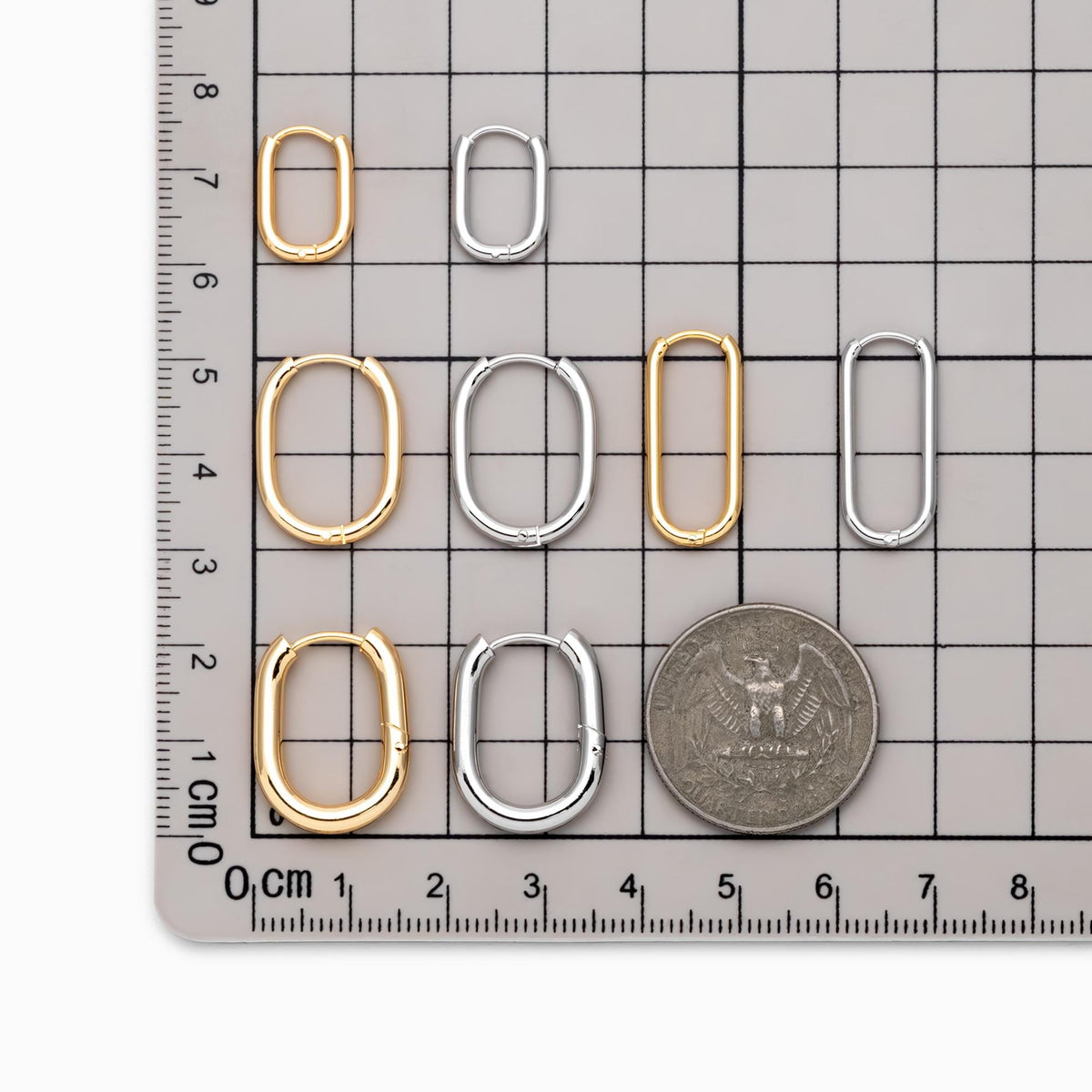 4pcs Gold/ Silver Dangle Minimalist Huggies Earring, Gold/ Rhodium plated Stainless Steel, Gold Huggie Earrings Supply (GB-2388)