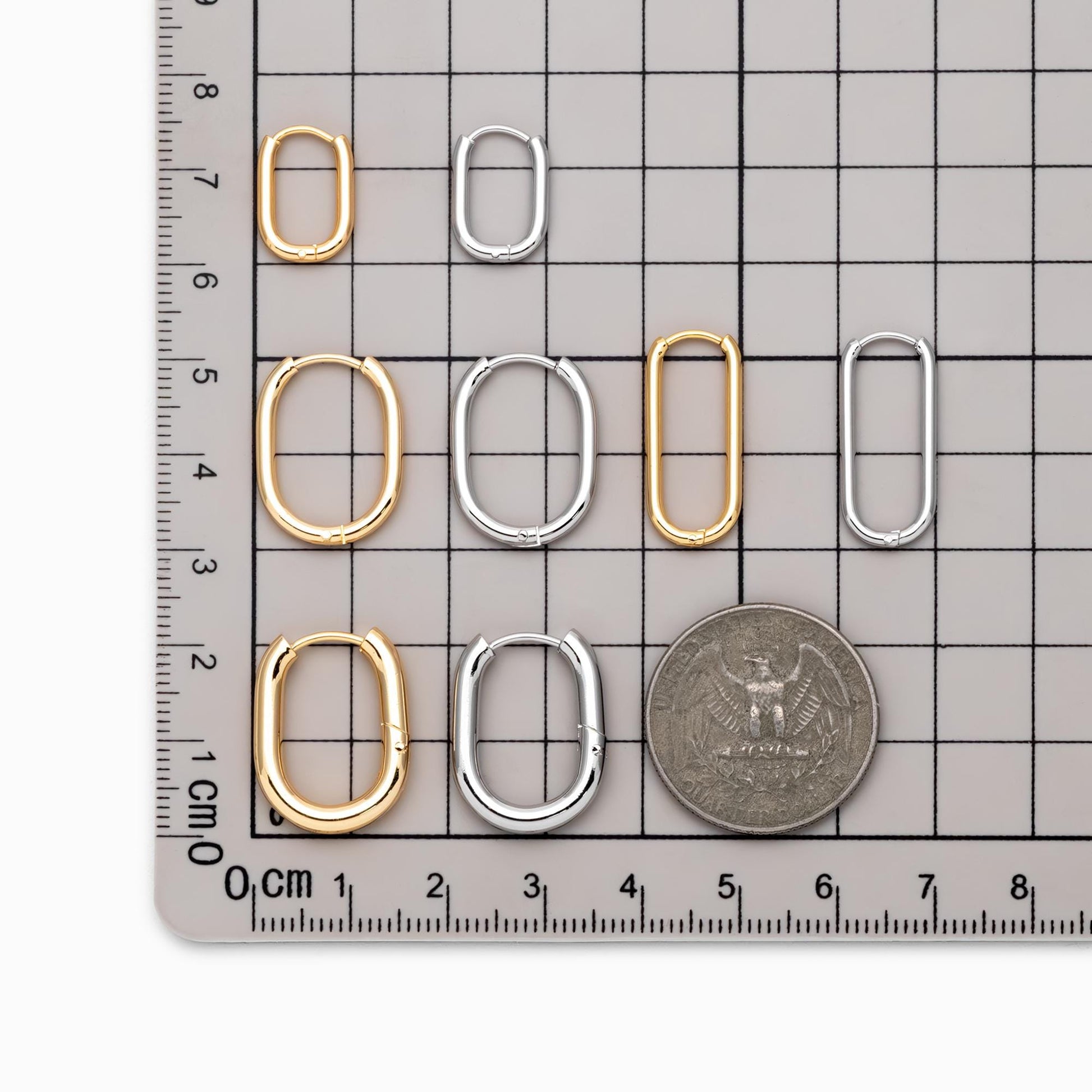 4pcs Gold/ Silver Dangle Minimalist Huggies Earring, Gold/ Rhodium plated Stainless Steel, Gold Huggie Earrings Supply (GB-2388)