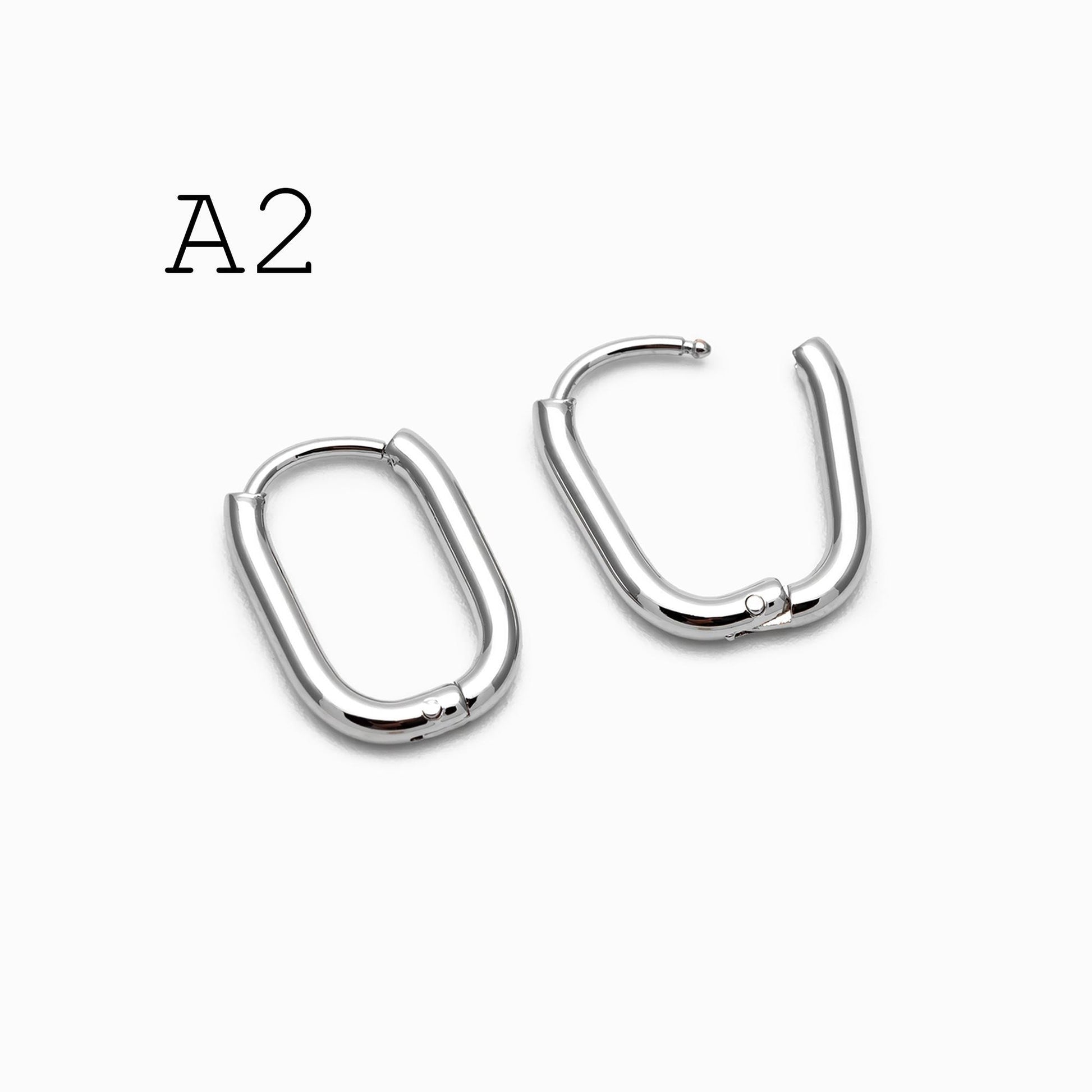 4pcs Gold/ Silver Dangle Minimalist Huggies Earring 20x16mm, Gold/ Rhodium plated Stainless Steel, Gold Huggie Earrings Supply (GB-2388)