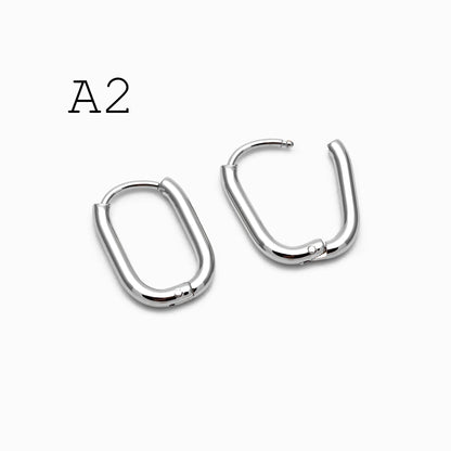 4pcs Gold/ Silver Dangle Minimalist Huggies Earring, Gold/ Rhodium plated Stainless Steel, Gold Huggie Earrings Supply (GB-2388)
