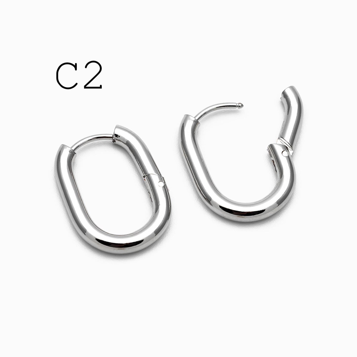 4pcs Gold/ Silver Dangle Minimalist Huggies Earring 20x16mm, Gold/ Rhodium plated Stainless Steel, Gold Huggie Earrings Supply (GB-2388)