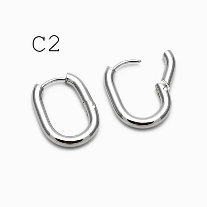 4pcs Gold/ Silver Dangle Minimalist Huggies Earring 20x16mm, Gold/ Rhodium plated Stainless Steel, Gold Huggie Earrings Supply (GB-2388)