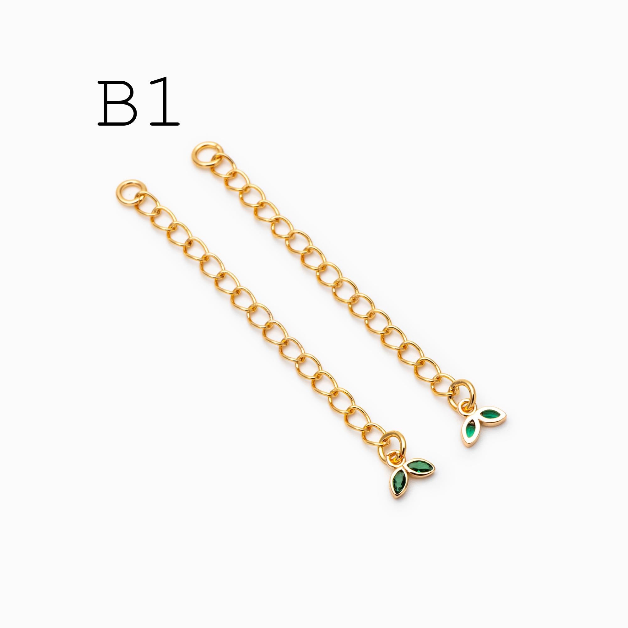 4pcs Gold/ Silver Tone Lobster Claw Clasps with Extender Chain , Gold/ Rhodium plated Brass, Necklace Bracelet Extension Chain (GB-4711)