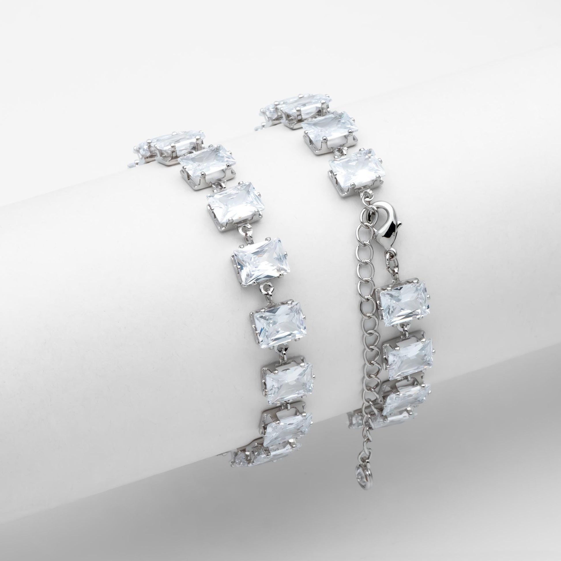 Sparkly CZ Pave Bracelet, Beaded Tennis Bracelets, Gold/ Rhodium plated Brass, Geometric Adjustable Bracelet (GB-4695)