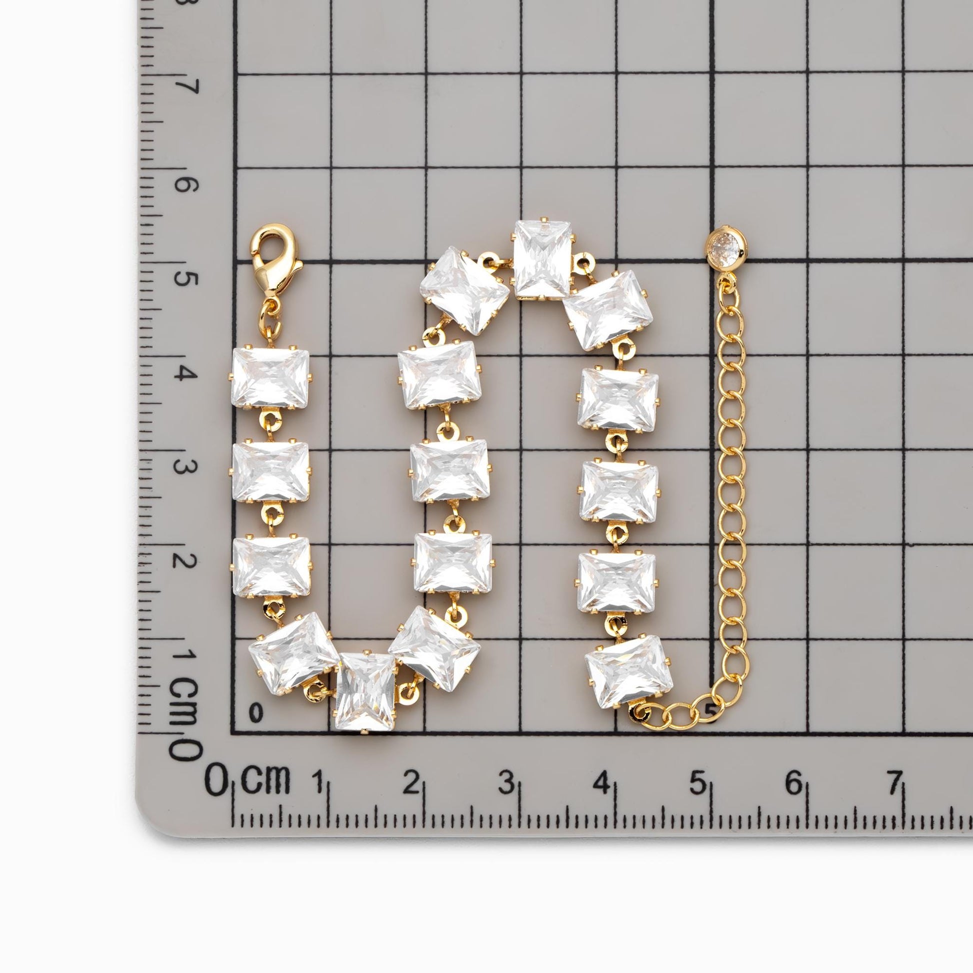 Sparkly CZ Pave Bracelet, Beaded Tennis Bracelets, Gold/ Rhodium plated Brass, Geometric Adjustable Bracelet (GB-4695)