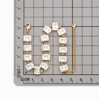 Sparkly CZ Pave Bracelet, Beaded Tennis Bracelets, Gold/ Rhodium plated Brass, Geometric Adjustable Bracelet (GB-4695)