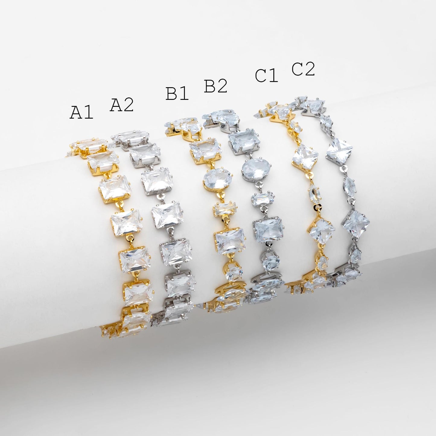 Sparkly CZ Pave Bracelet, Beaded Tennis Bracelets, Gold/ Rhodium plated Brass, Geometric Adjustable Bracelet (GB-4695)