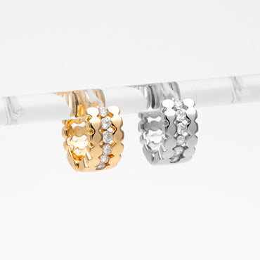 4pcs CZ Pave Gold/ Silver Tone Round Hoop Earrings, Huggie Earrings, Minimalist Earring, Small Gold Hoops Earring (GB-4707)