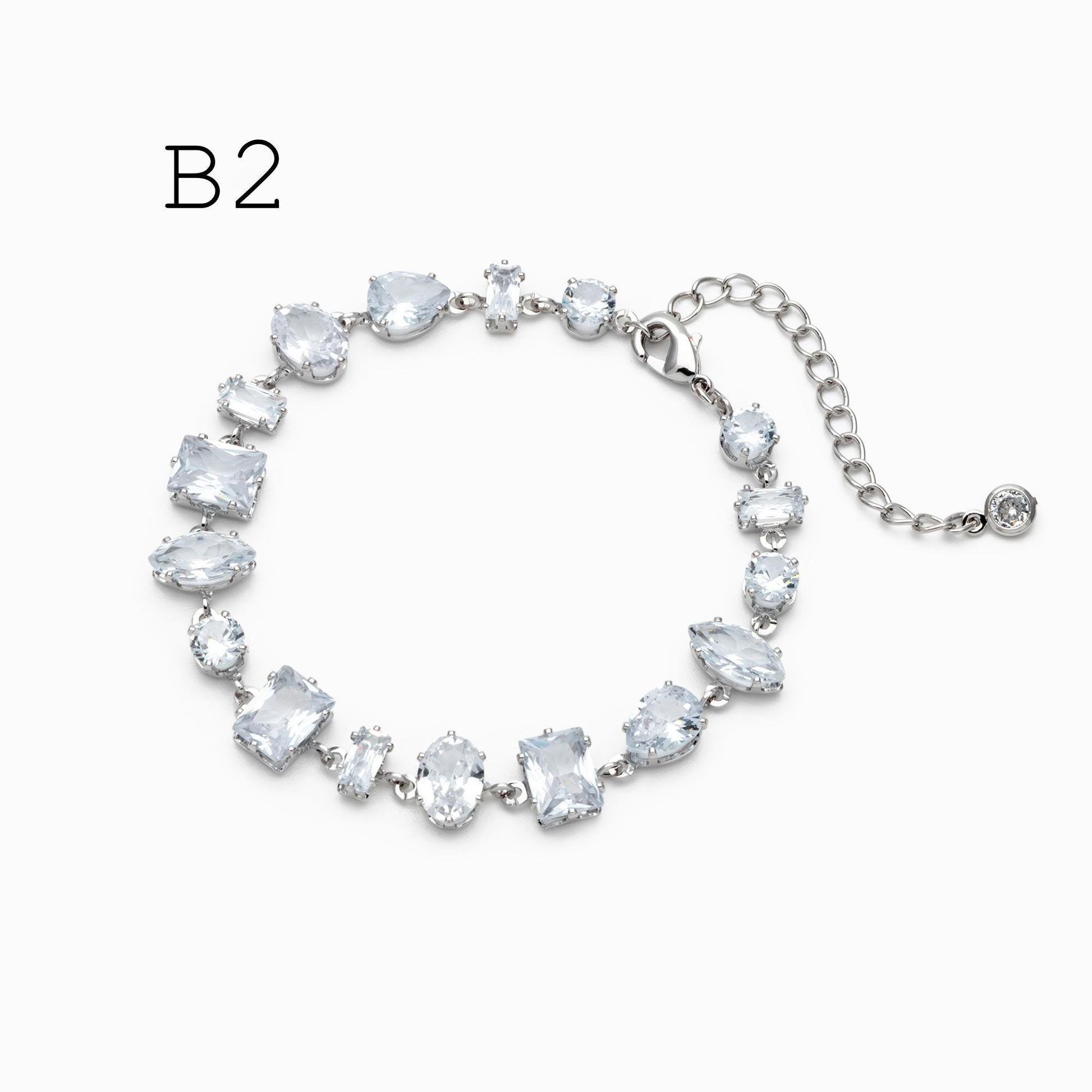 Sparkly CZ Pave Bracelet, Beaded Tennis Bracelets, Gold/ Rhodium plated Brass, Geometric Adjustable Bracelet (GB-4695)