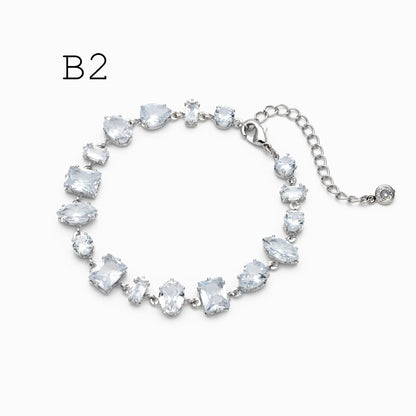 Sparkly CZ Pave Bracelet, Beaded Tennis Bracelets, Gold/ Rhodium plated Brass, Geometric Adjustable Bracelet (GB-4695)