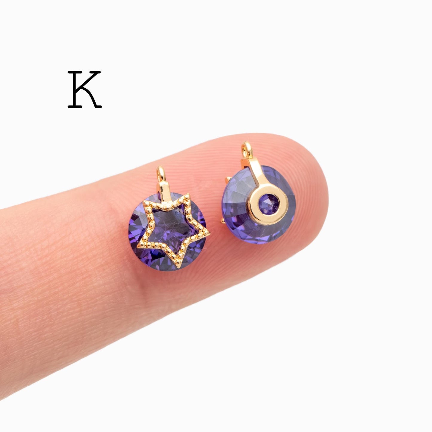 10pcs Gold/ Silver Tone Zircon Star Charms , Real Gold/ Rhodium plated Brass, Lead Nickel Free (GB-162)