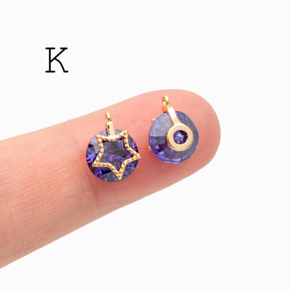 10pcs Gold/ Silver Tone Zircon Star Charms , Real Gold/ Rhodium plated Brass, Lead Nickel Free (GB-162)