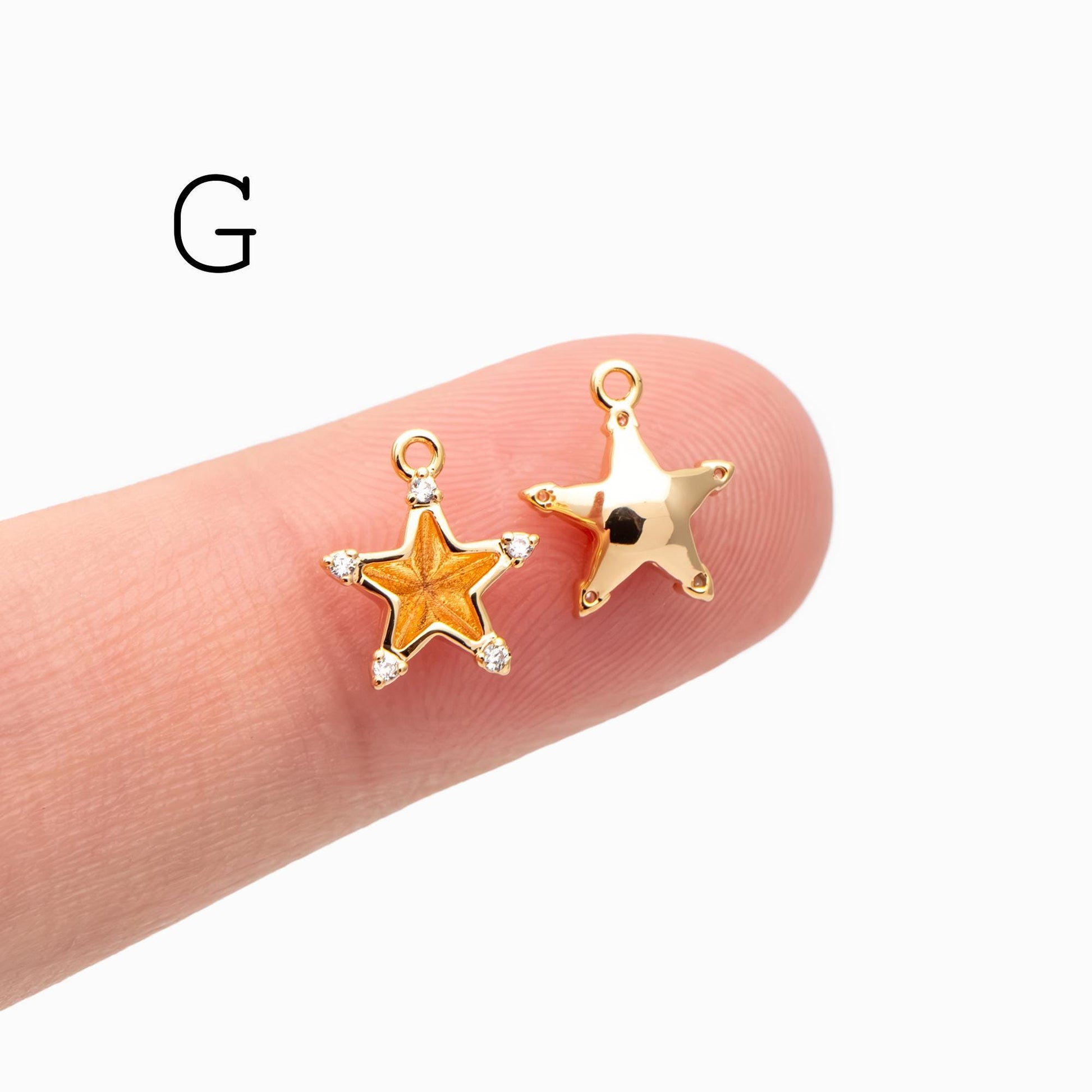 10pcs Gold/ Silver Tone Zircon Star Charms , Real Gold/ Rhodium plated Brass, Lead Nickel Free (GB-162)