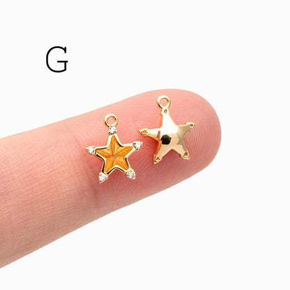 10pcs Gold/ Silver Tone Zircon Star Charms , Real Gold/ Rhodium plated Brass, Lead Nickel Free (GB-162)