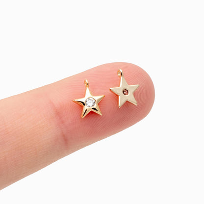 10pcs Gold/ Silver Star Charm 8x7mm, CZ Pave Tiny Star Pendant, Earring Findings, Jewelry Making, Diy Material, Jewelry Supplies (GB-162-E)