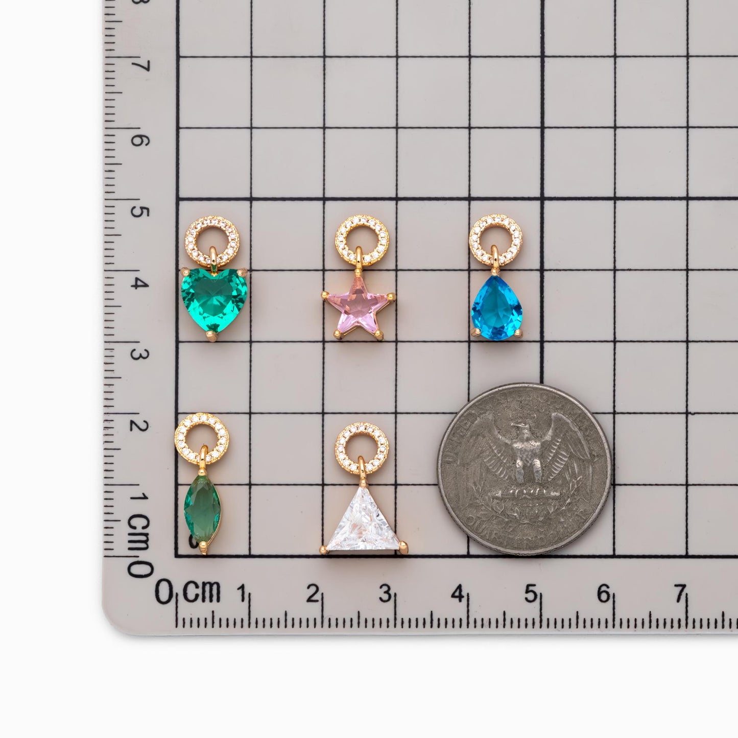 4pcs CZ Pave Gold Geometric Charms, Gold Plated Brass Crystal Charms, Diy Jewelry Making Supplies (GB-3850)