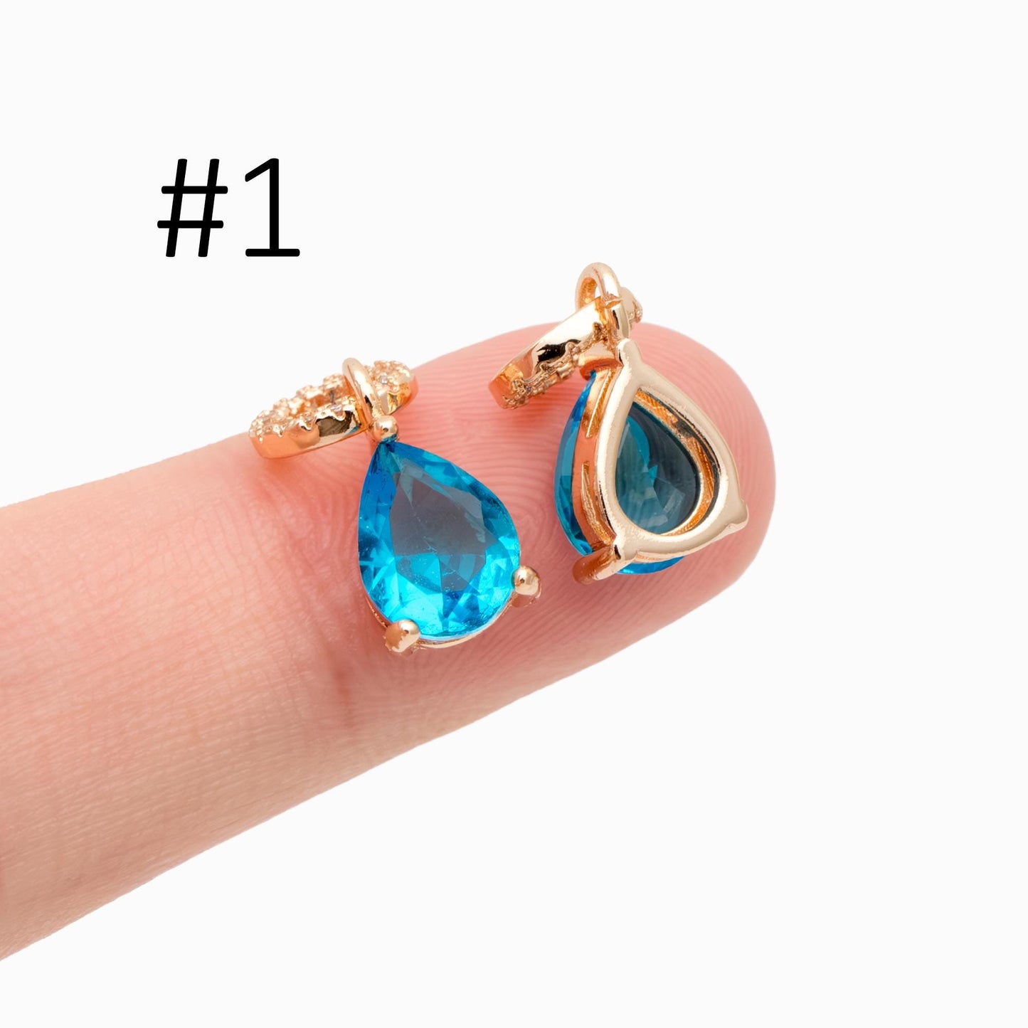 4pcs CZ Pave Gold Geometric Charms, Gold Plated Brass Crystal Charms, Diy Jewelry Making Supplies (GB-3850)