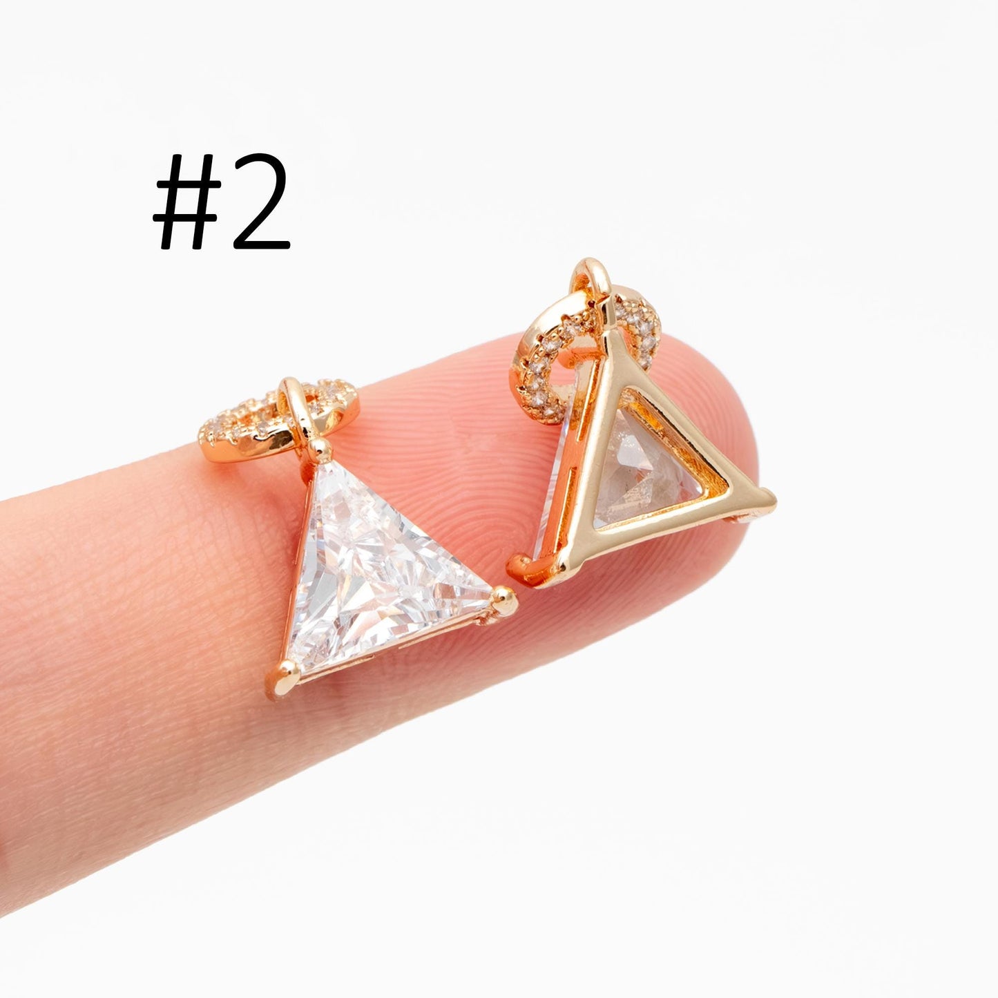 4pcs CZ Pave Gold Geometric Charms, Gold Plated Brass Crystal Charms, Diy Jewelry Making Supplies (GB-3850)